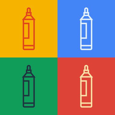 Pop sanat çizgisi İşaretleyici simgesi renk arkaplanında izole edildi. Vektör.