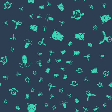 Hippo ya da Hippopotam, Koyun kafası, Ahtapot ve Tavşan 'ı kusursuz bir düzene sokun. Vektör.