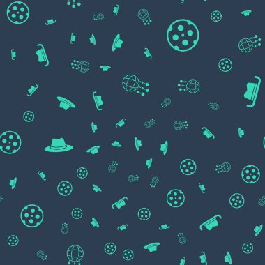 Tüylü Rüya Avcısı, Revolver silindirli, kovboy şapkalı ve kusursuz desenli. Vektör.