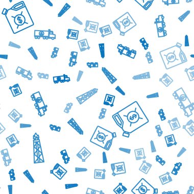 Petrol platformunu ateşle donat, motor yağı ve tanker için teneke kutu kusursuz desenli. Vektör.