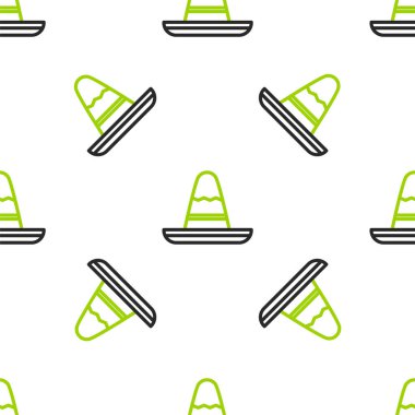 Geleneksel Meksika şapkası ikonu beyaz arka planda kusursuz desen izole etti. Vektör İllüstrasyonu.