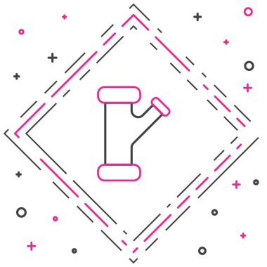 Çizgi Endüstrisi metalik boru ikonu beyaz arka planda izole edildi. Tesisat boru hattının farklı şekillerde parçaları. Renkli taslak konsepti. Vektör İllüstrasyonu.