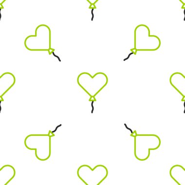 Kalp şeklinde çizgi balon, kurdele ikonu, beyaz arkaplanda izole edilmiş, pürüzsüz desen. Sevgililer Günü. Vektör İllüstrasyonu.