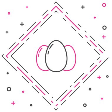 Beyaz arka planda izole edilmiş Paskalya yumurtası simgesi. Mutlu Paskalyalar. Renkli taslak konsepti. Vektör İllüstrasyonu.