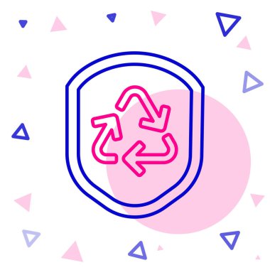 Beyaz arkaplanda izole edilmiş çizgi geri dönüşüm simgesi. Çevre koruma işareti. Renkli taslak konsepti. Vektör İllüstrasyonu.