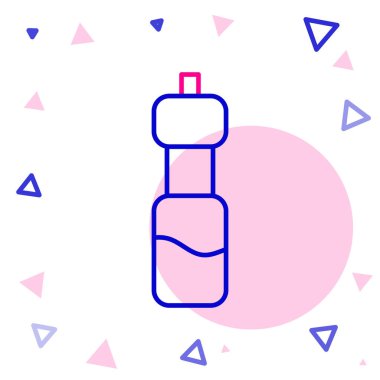 Beyaz arka planda izole edilmiş bir şişe su. Soda su içme tabelası. Renkli taslak konsepti. Vektör İllüstrasyonu.