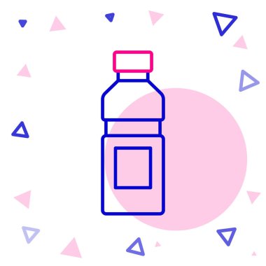 Beyaz arka planda izole edilmiş bir şişe su. Soda su içme tabelası. Renkli taslak konsepti. Vektör.