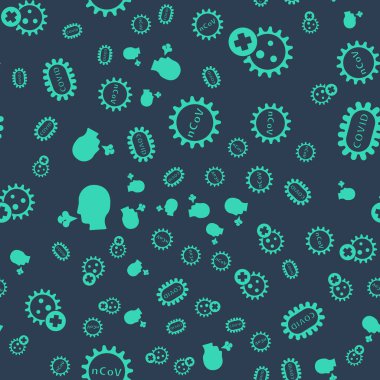 Corona virüsü 2019-nCoV, Pozitif virüs, öksüren adam ve Corona virüsü covid-19 'u sorunsuz bir kalıba sokun. Vektör.