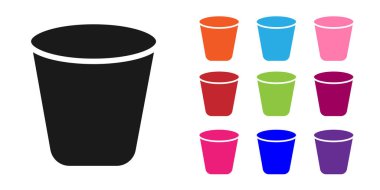 Siyah Çöp Kutusu simgesi beyaz arkaplanda izole edildi. Çöp kutusu tabelası. Sepet simgesini geri dönüştür. Ofis çöpü ikonu. Simgeleri renklendirin. Vektör İllüstrasyonu.