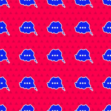 Mavi Konuşma baloncuğu sohbet simgesi kırmızı arkaplanda izole edilmiş pürüzsüz desen. İleti simgesi. İletişim ya da yorum sohbet sembolü. Vektör.