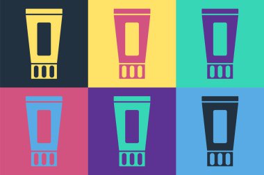 Arka planda izole edilmiş diş macunu ikonu tüpü. Vektör.