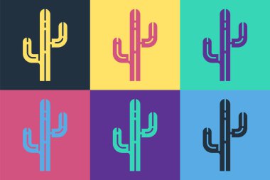 Pop Art Cactus simgesi renk arkaplanında izole edilmiş. Vektör.