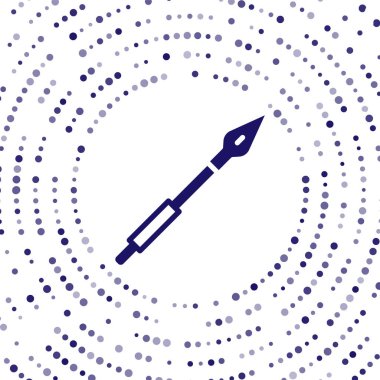 Mavi Ortaçağ mızrak simgesi beyaz arkaplanda izole edilmiş. Ortaçağ silahı. Soyut çember rastgele noktalar. Vektör.