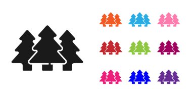 Siyah Ağaçlar simgesi beyaz arkaplanda izole edilmiş. Orman sembolü. Simgeleri renklendirin. Vektör.