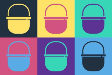 Pop Sanat Kampı ikonu renk arkaplanda izole edilmiş. Haşlama ya da güveç besin sembolü. Vektör.