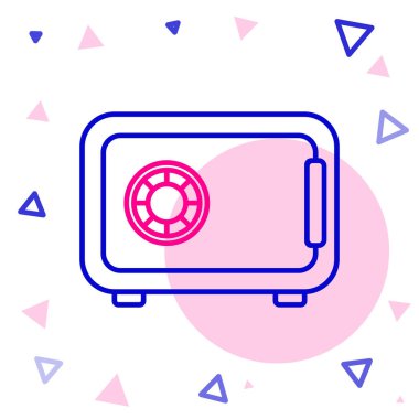 Beyaz arkaplanda güvenli satır simgesi izole edildi. Kapı, şifreli bir banka kasası. Güvenilir Veri Koruma. Renkli taslak konsepti. Vektör İllüstrasyonu.