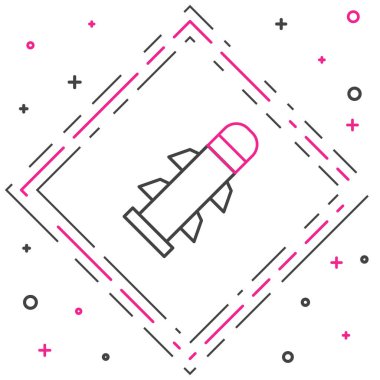 Roket çizgi simgesi beyaz arkaplanda izole edildi. Renkli taslak konsepti. Vektör.