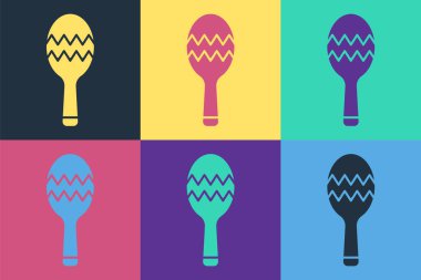 Pop Art Maracas simgesi renk arkaplanında izole edildi. Meksika müzik enstrümanı. Vektör.
