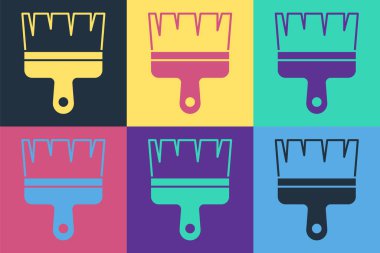 Pop sanat fırçası ikonu renk arkaplanında izole edilmiş. Vektör.