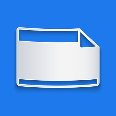 Kağıt kesiği yapışkan yapıştırıcı ve mavi arkaplanda yalıtılmış köşeli simge. Kağıt sanatı tarzı. Vektör.