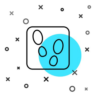 Siyah çizgi insan ayak izi ayakkabı ikonu beyaz arkaplanda izole edilmiş. Ayakkabı tabanı. Rastgele dinamik şekiller. Vektör.