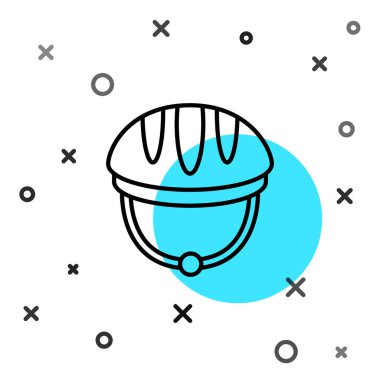 Siyah çizgi bisiklet başlığı simgesi beyaz arkaplanda izole edildi. Olağanüstü bir spor. Spor malzemeleri. Rastgele dinamik şekiller. Vektör.