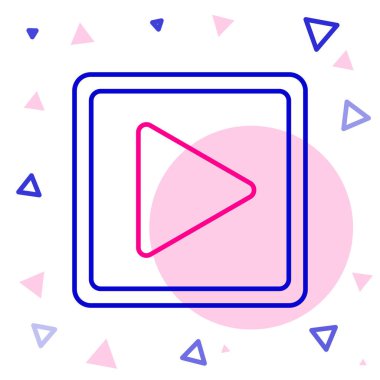 Beyaz arkaplanda izole edilmiş kare simge ile satır oynat. Renkli taslak konsepti. Vektör İllüstrasyonu.