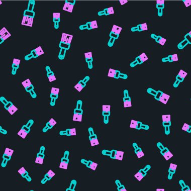 Çizgi fırçası simgesi siyah arkaplanda izole edilmiş kusursuz desen. Vektör İllüstrasyonu.