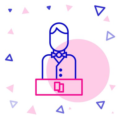 Çizgi kumarhanesi simgesi beyaz arkaplanda izole edildi. Kumarhane krupiyesi. Renkli taslak konsepti. Vektör İllüstrasyonu.