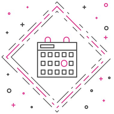 Beyaz arkaplanda çizgi doğum günü takvimi simgesi izole edildi. Renkli taslak konsepti. Vektör İllüstrasyonu.