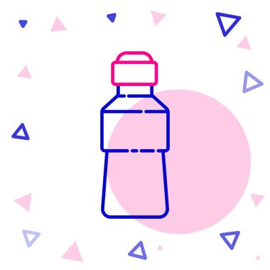 Beyaz arka planda izole edilmiş bir şişe su. Soda su içme tabelası. Renkli taslak konsepti. Vektör İllüstrasyonu.