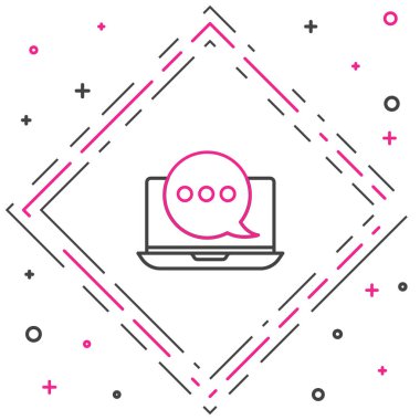 Dizüstü bilgisayardaki yeni sohbet mesajları bildirimi beyaz arkaplanda izole edildi. Smartphone sohbet mesajları konuşma baloncukları. Renkli taslak konsepti. Vektör İllüstrasyonu.