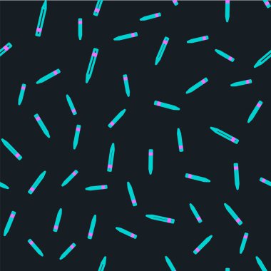 Silgi simgesine sahip satır kalemi siyah arkaplanda izole edilmiş kusursuz desen. Çizim ve eğitim araçları. Okul sembolü. Vektör İllüstrasyonu.