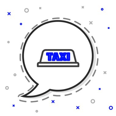 Line Taxi araba çatı simgesi beyaz arkaplanda izole edildi. Renkli taslak konsepti. Vektör İllüstrasyonu.
