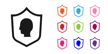 Siyah Kullanıcı koruma simgesi beyaz arkaplanda izole edildi. Güvenli kullanıcı girişi, şifre koruması, kişisel veri koruması, kimlik doğrulaması. Simgeleri renklendirin. Vektör.