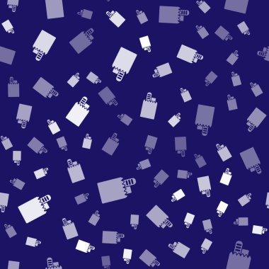 Beyaz Çevrimiçi sipariş ve fast food dağıtım ikonu mavi arka planda izole edilmiş kusursuz desen. Vektör.