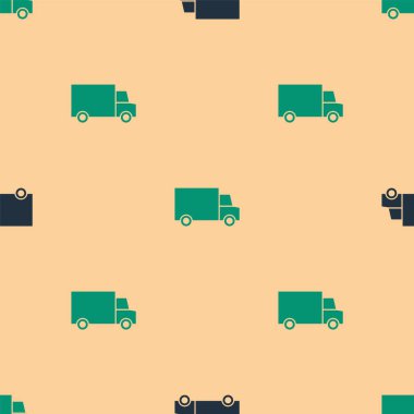 Saat başı yeşil ve siyah. Araba ikonuyla servis ediliyor. Bej arka planda iz bırakmıyor. Vektör.