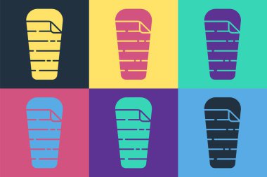 Pop Art uyku tulumu simgesi renk arkaplanında izole edilmiş. Vektör.