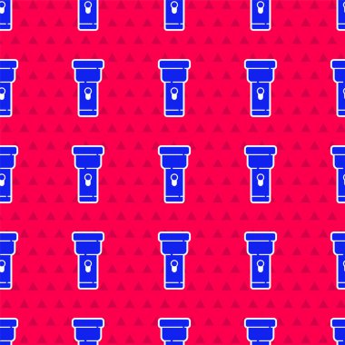 Mavi Fenerin simgesi kırmızı arkaplanda izole edilmiş. Vektör.