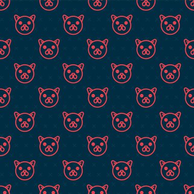 Kırmızı çizgi kedi simgesi siyah arkaplanda izole edilmiş. Hayvan sembolü. Vektör.