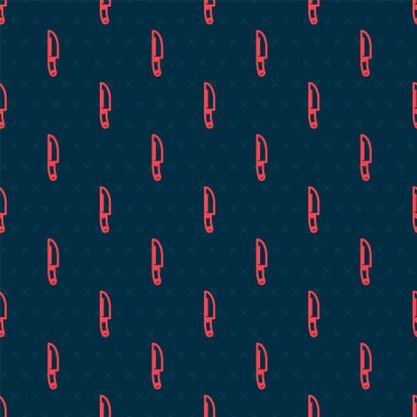 Kırmızı çizgi bıçak ikonu siyah arkaplanda kusursuz desen izole etti. Çatal bıçak sembolü. Vektör.