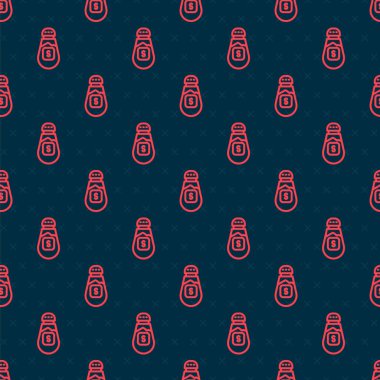 Kırmızı çizgi tuzu simgesi siyah arkaplanda izole edilmiş. Yemek pişirme baharatları. Vektör.