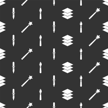 Katmanlar, Sihirli değnek, Pipette ve Boya fırçasını pürüzsüz desene ayarlayın. Vektör.