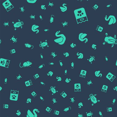 Kuğu Kuğu Kuşu, Yemek Torbası, Fare ve Yaban domuzu kafası kusursuz bir şekilde. Vektör.