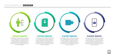 Takım elbiseli kullanıcı, özgeçmiş, takım lideri ve el gibi. Ticari bilgi şablonu. Vektör.