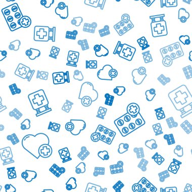 Çizgiyi bir haçla, hapları su topladı ve hastane tabelalarını pürüzsüz bir şekilde yerleştirdi. Vektör.