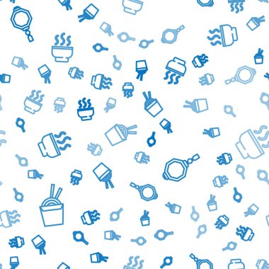 Kağıt kutu ve yemek çubuklarında Asya eriştesi, Çin kağıt feneri ve Çin çay seremonisini pürüzsüz desenlere göre ayarla. Vektör.