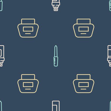 Parfüm, krem ya da losyon kozmetik tüpü ve çivi dosyasını kusursuz desen üzerine ayarla. Vektör.