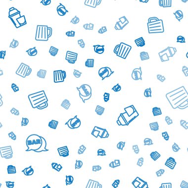 Bar, kokteyl karıştırıcı ve ahşap bira bardağının olduğu çizgi tabelalarını pürüzsüz kalıba dök. Vektör.