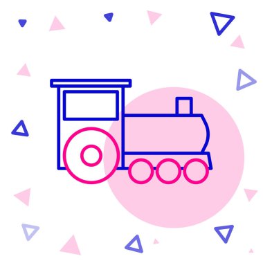 Çizgi Retro tren simgesi beyaz arkaplanda izole edildi. Toplu taşıma sembolü. Renkli taslak konsepti. Vektör İllüstrasyonu.